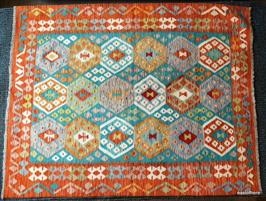 Afghan Kilim (195 x 157cm) - eastofhere