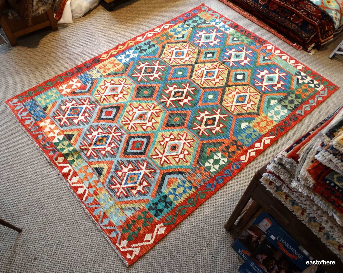 Afghan Kilim (244 x 180cm) - eastofhere