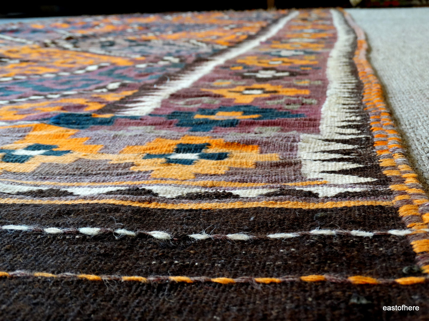 Vintage Iranian Kilim Runner (400 x 182cm) - eastofhere