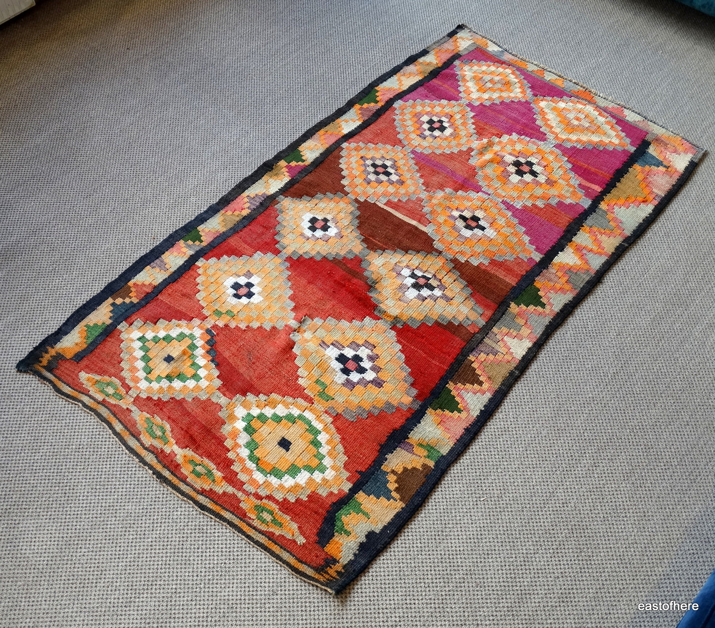 Vintage Iranian Kilim (245 x 136cm) - eastofhere