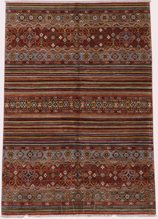 Afghan Khurjeen rug by eastofhere, 240x171cm, featuring intricate traditional patterns in vibrant colors.