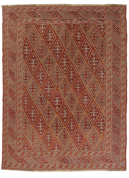 Afghan Meshwani rug by eastofhere, 196 x 150cm, featuring traditional woven patterns in earthy tones and intricate design.