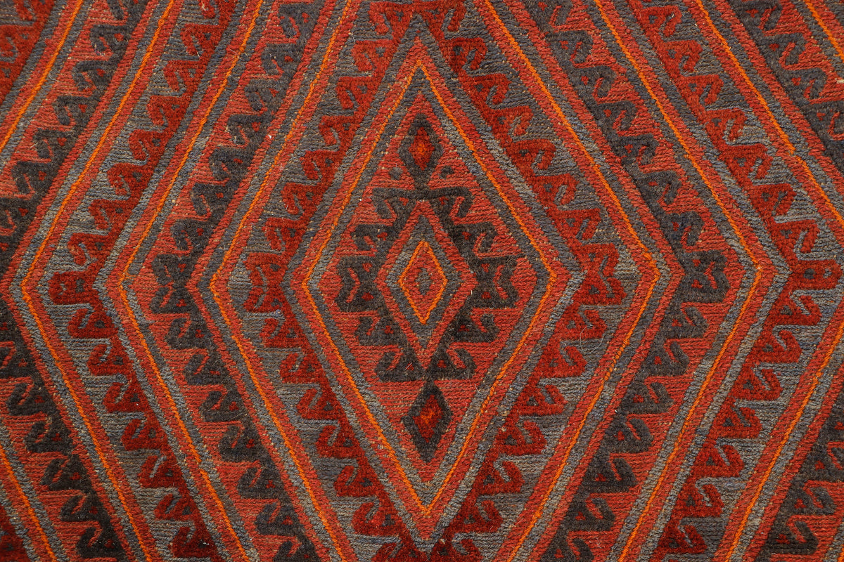Afghan Meshwani rug from eastofhere showing intricate traditional patterns in beige and brown, measuring 192x137cm.