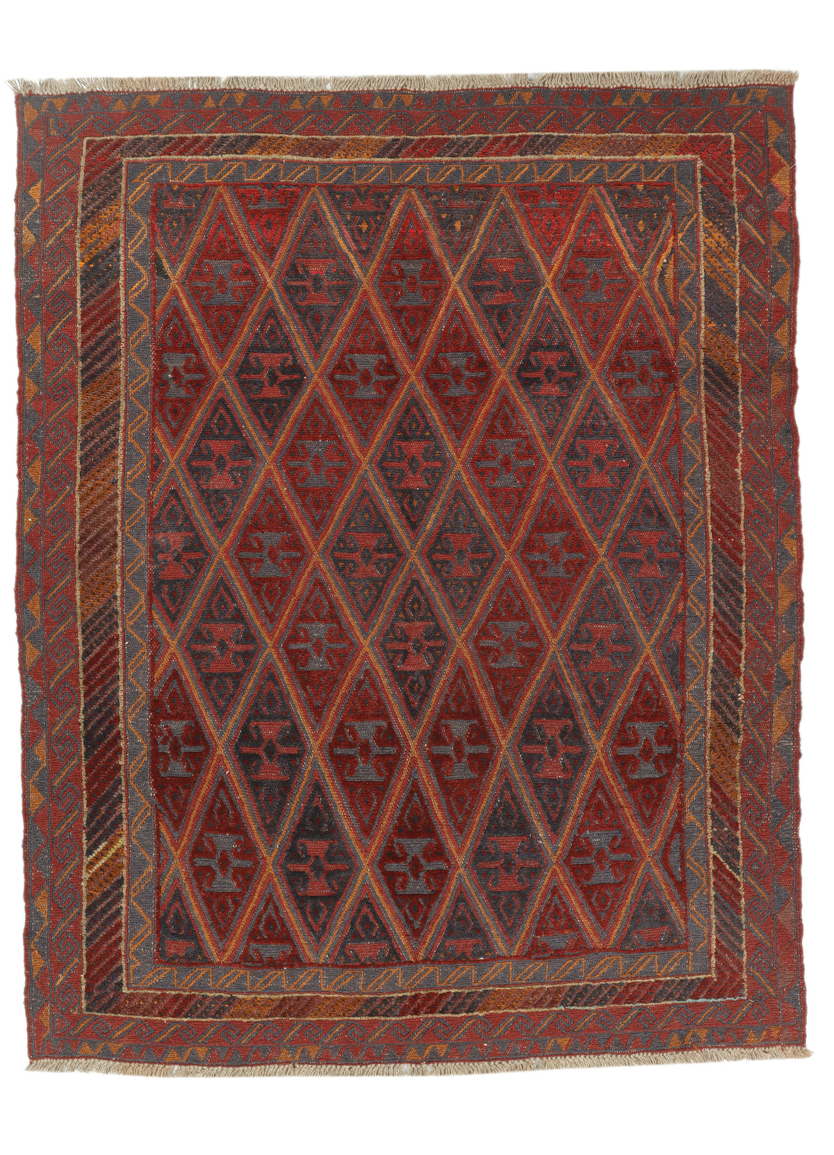 Afghan Meshwani rug by eastofhere, 186x149cm, with intricate traditional patterns in rich colors and detailed woven texture.
