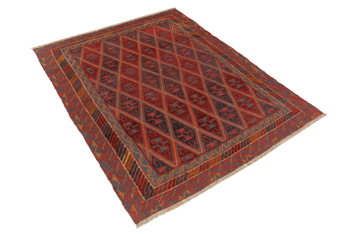 Afghan Meshwani rug in traditional design, measuring 186x149cm, featuring intricate patterns and vibrant colors.