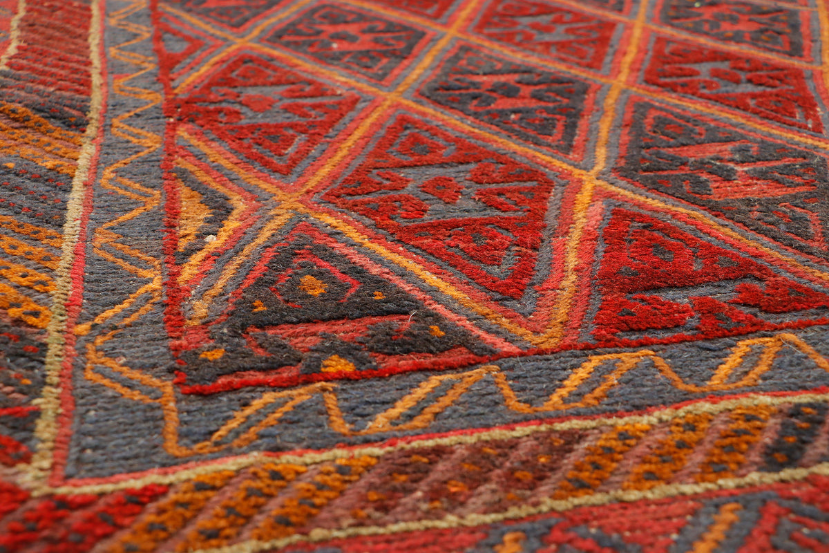 Afghan Meshwani rug by eastofhere, 186x149cm, featuring intricate traditional design and vibrant woven patterns.