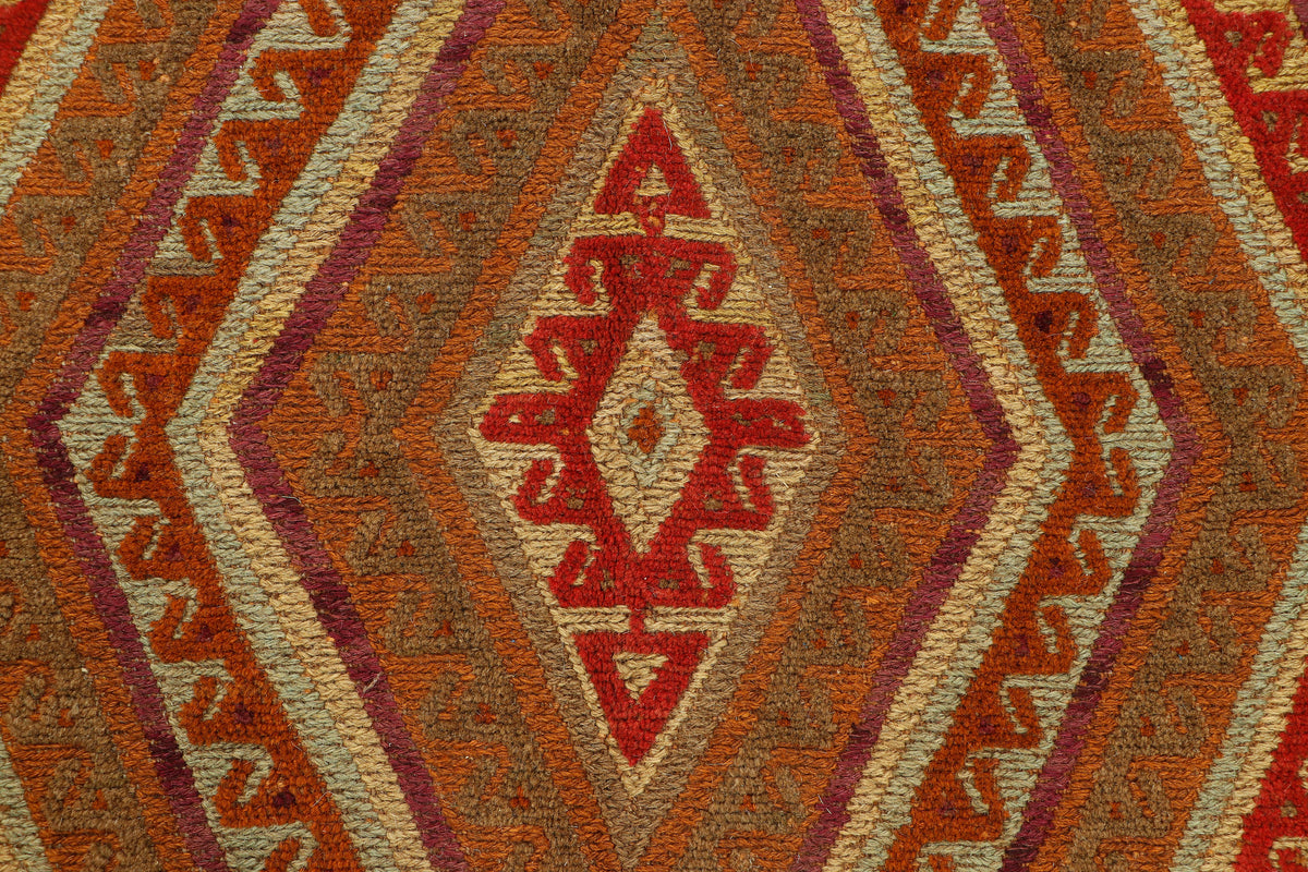 Afghan Meshwani rug by eastofhere, 119x118cm, showcasing intricate traditional patterns and vibrant woven design.