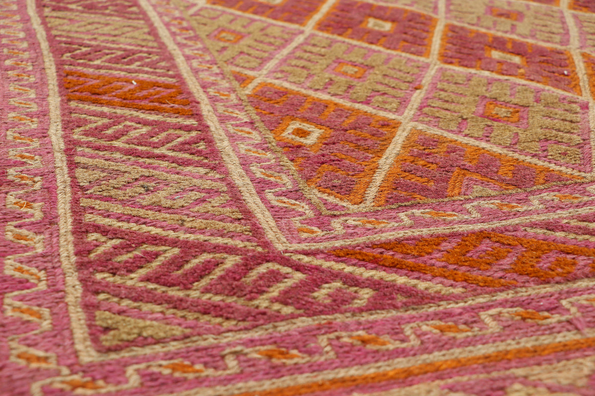 Afghan Meshwani rug by eastofhere, 121x114cm, featuring intricate traditional patterns and vibrant colors on woven fabric.