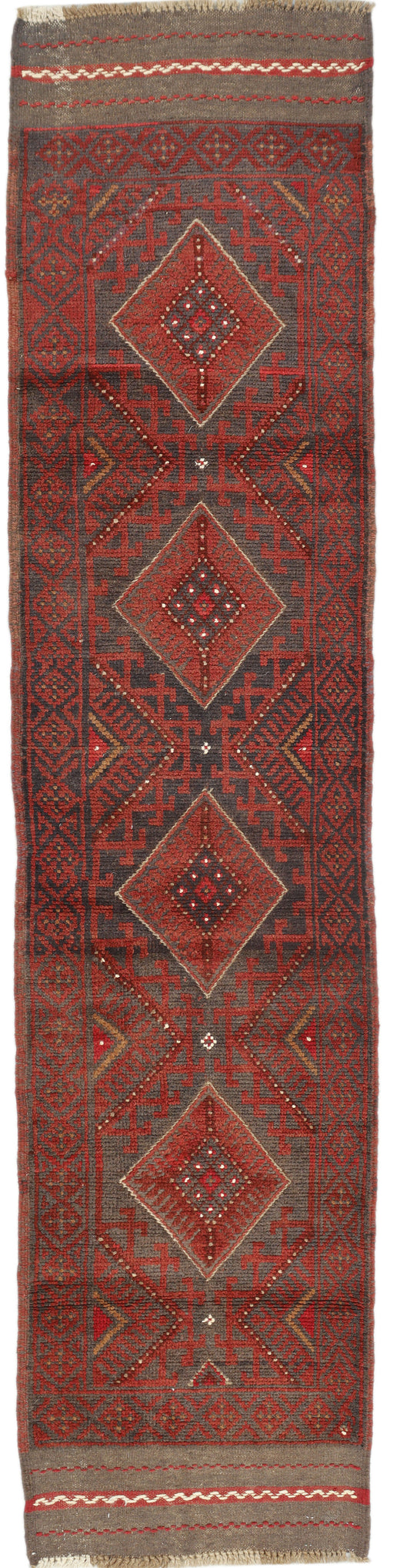 Afghan Meshwani rug by eastofhere, 265x60cm, featuring intricate traditional patterns and vibrant colors on a woven textile background.