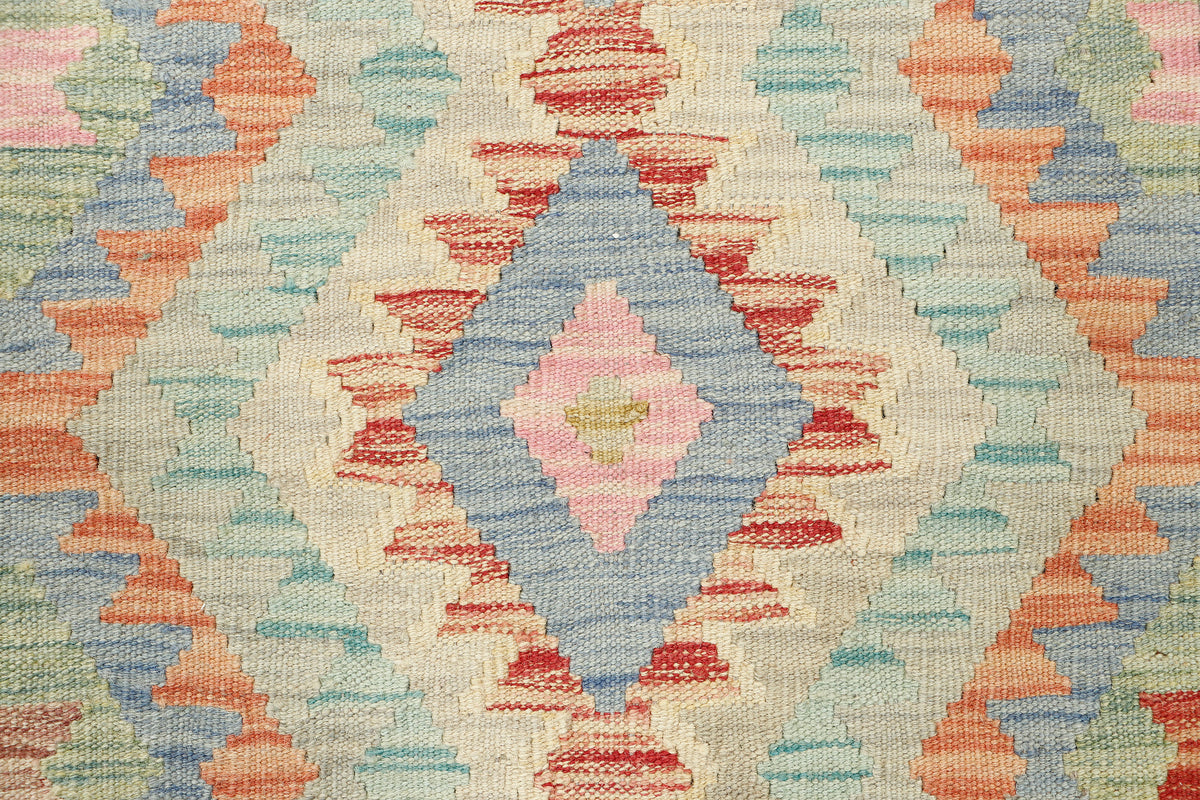 Afghan Kilim rug by eastofhere, 120x87cm, colorful geometric patterns, traditional flatweave textile for home decor.
