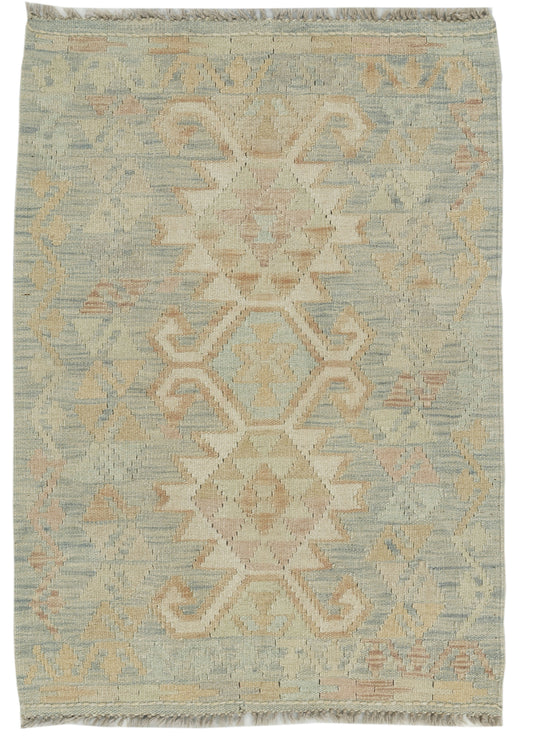 Afghan Kilim rug in vibrant geometric patterns, 122x87cm, traditional handwoven rug by eastofhere, detailed tribal design.