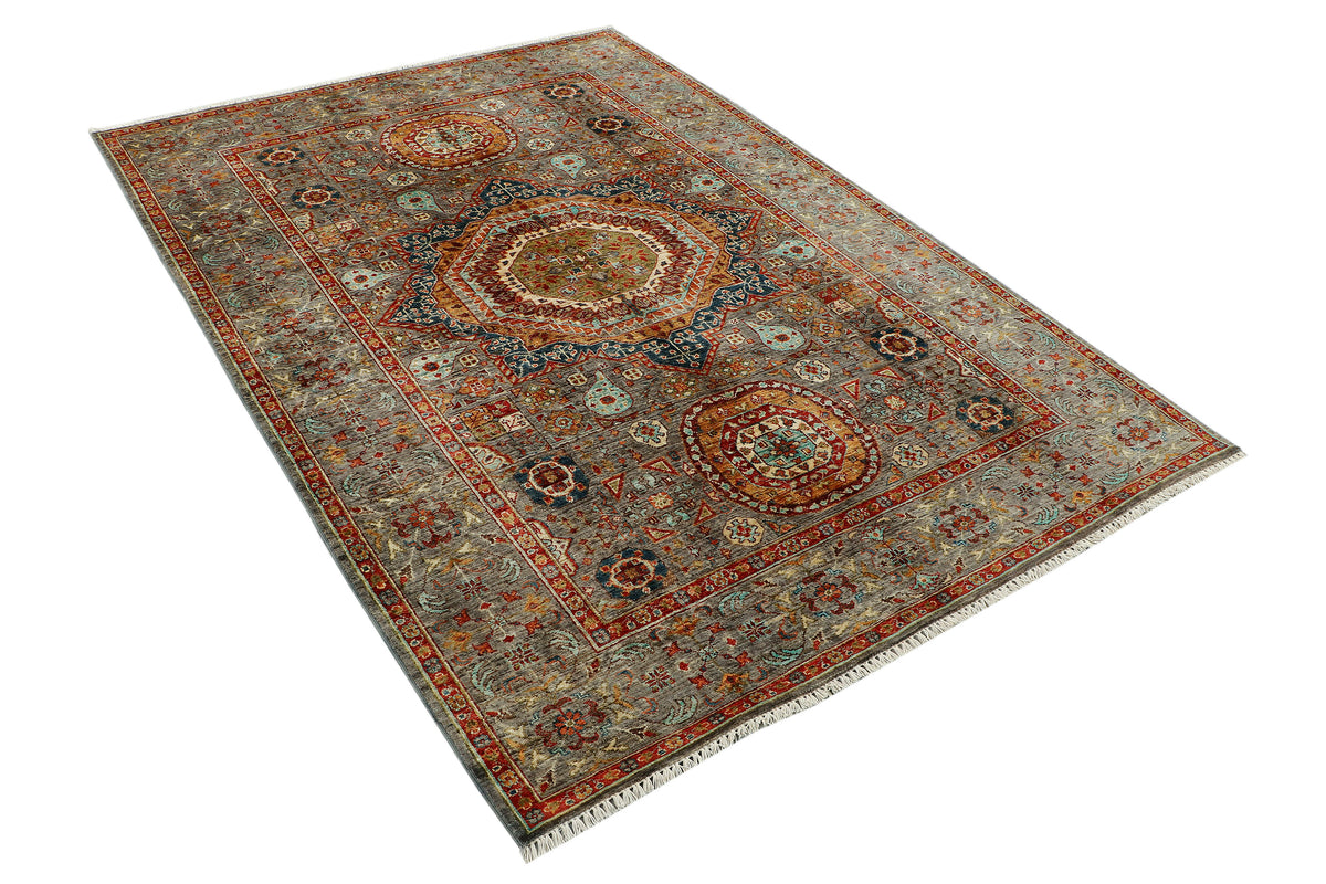 Fine Afghan Mamluk rug with intricate geometric patterns, measuring 251 by 175cm, crafted by Eastofhere.