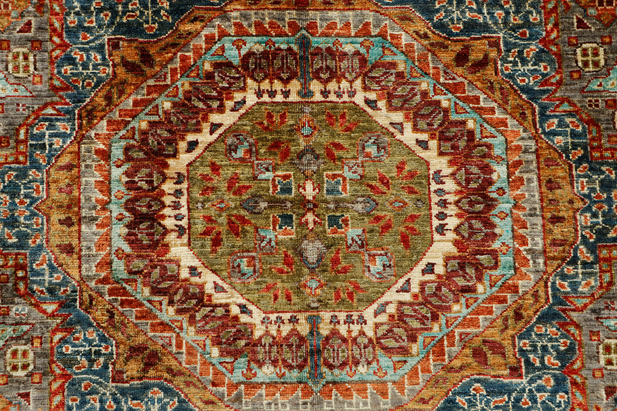 Fine Afghan Mamluk rug, 251x175cm, featuring intricate traditional patterns in rich colors, handcrafted by Eastofhere.