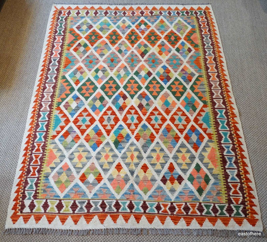 Afghan Kilim (197 x 155cm) - eastofhere