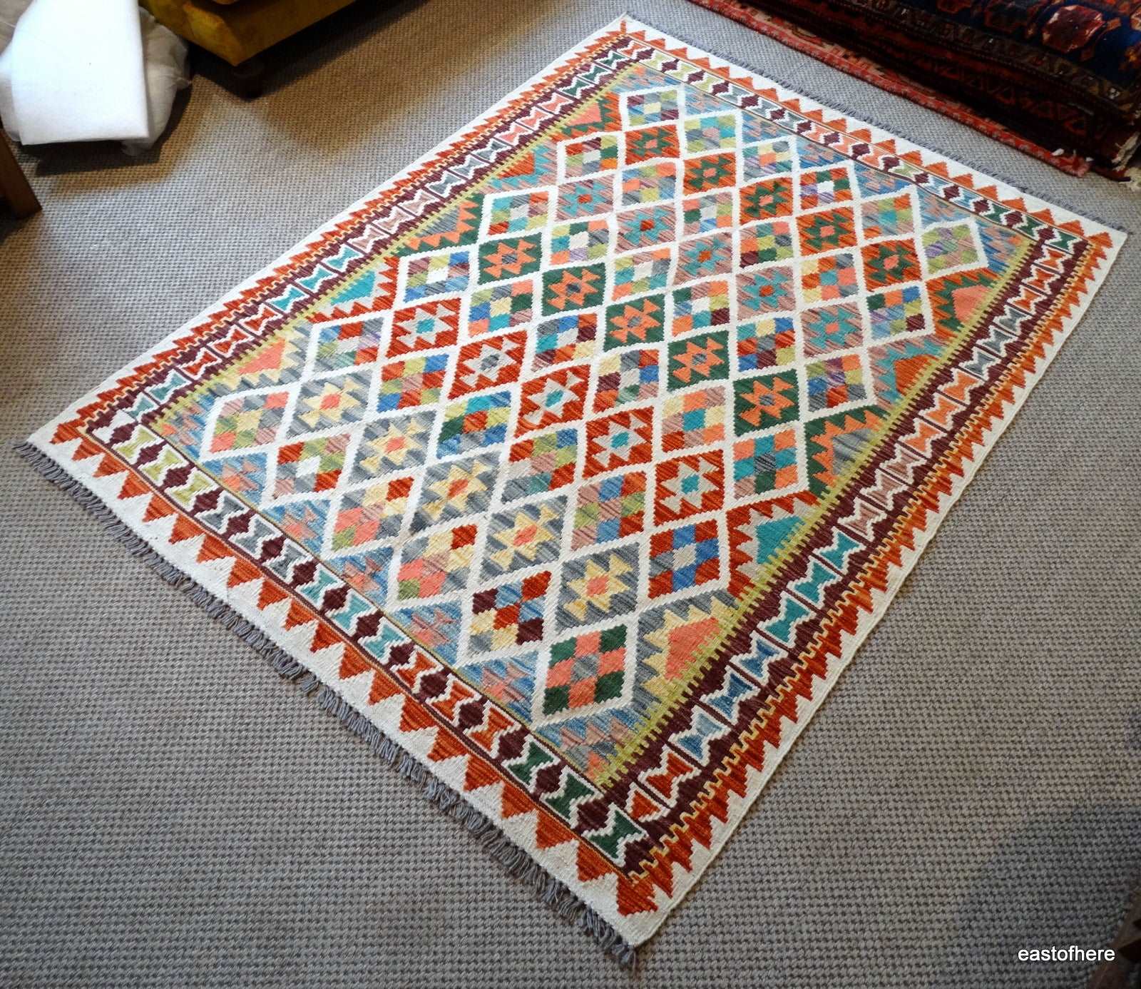 Afghan Kilim (197 x 155cm) - eastofhere