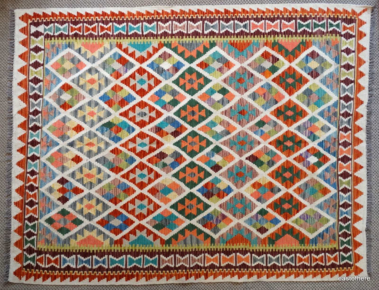 Afghan Kilim (197 x 155cm) - eastofhere