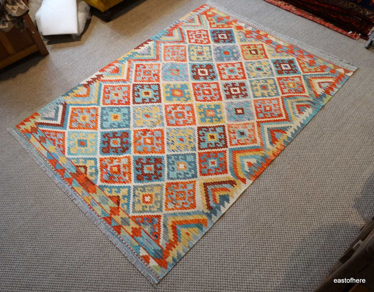 Afghan Kilim (203 x 152cm) - eastofhere