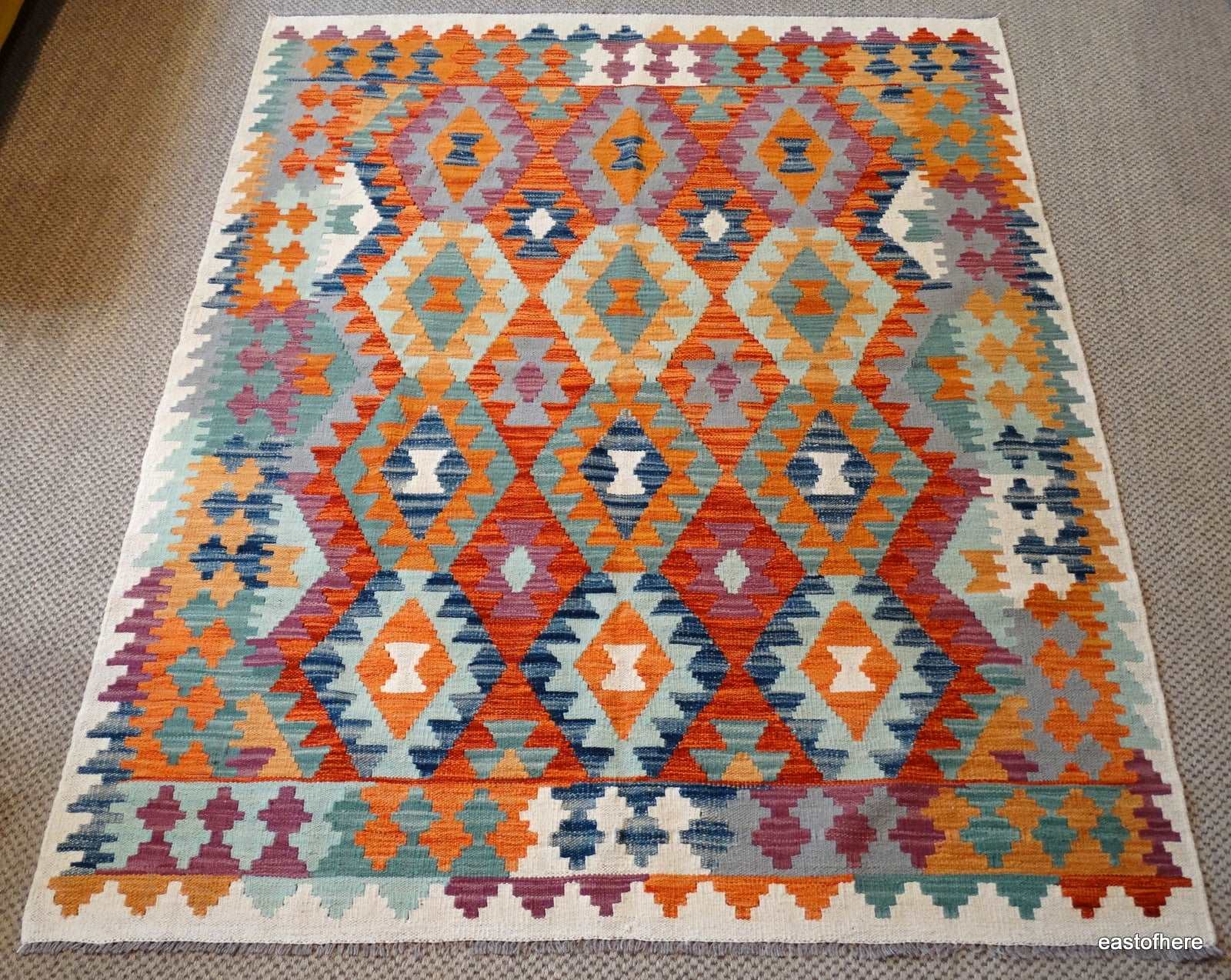 Afghan Kilim (197 x 155cm) - eastofhere