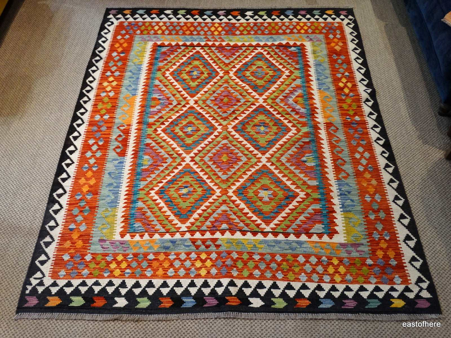 Afghan Kilim (215 x 173cm) - eastofhere