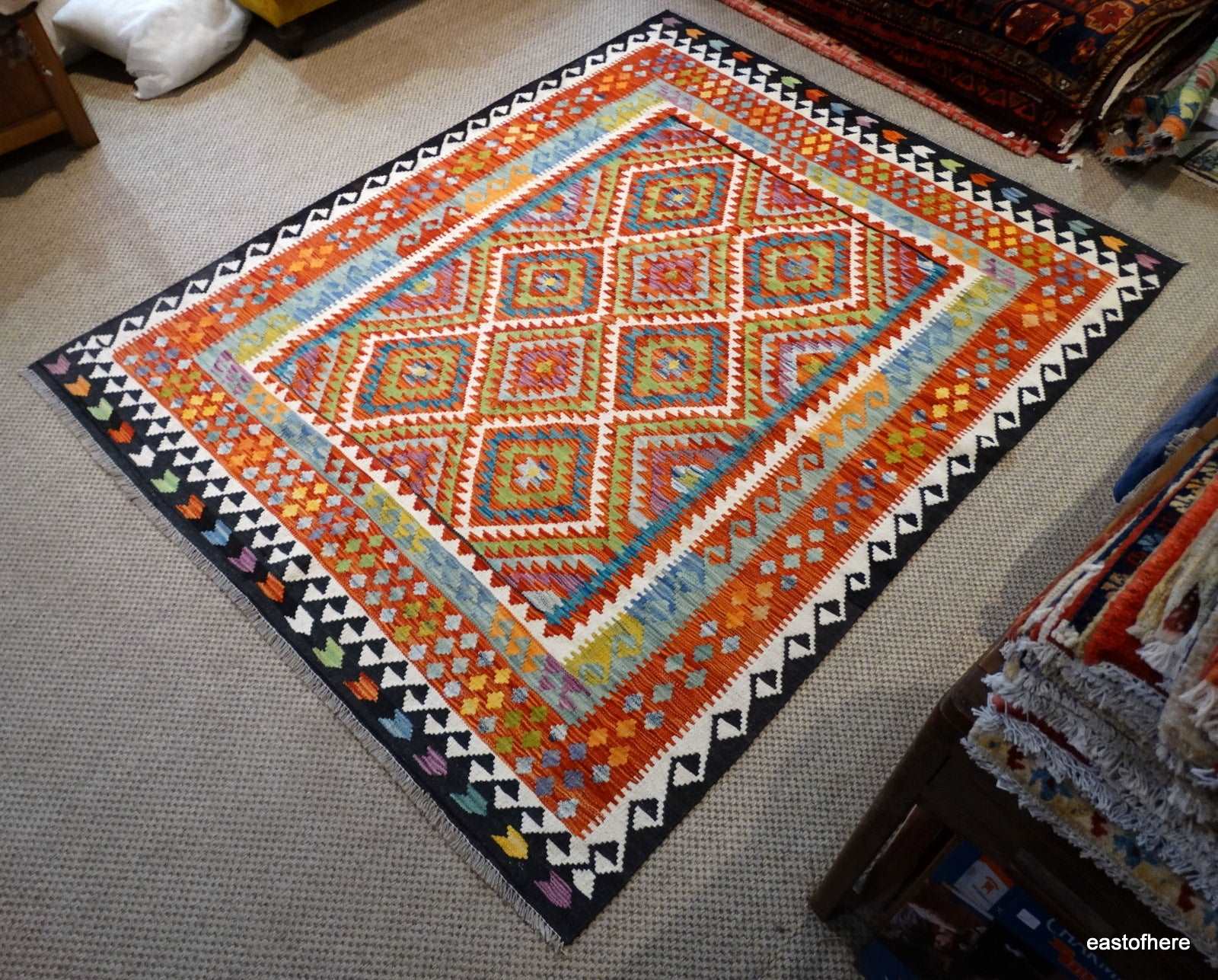 Afghan Kilim (215 x 173cm) - eastofhere