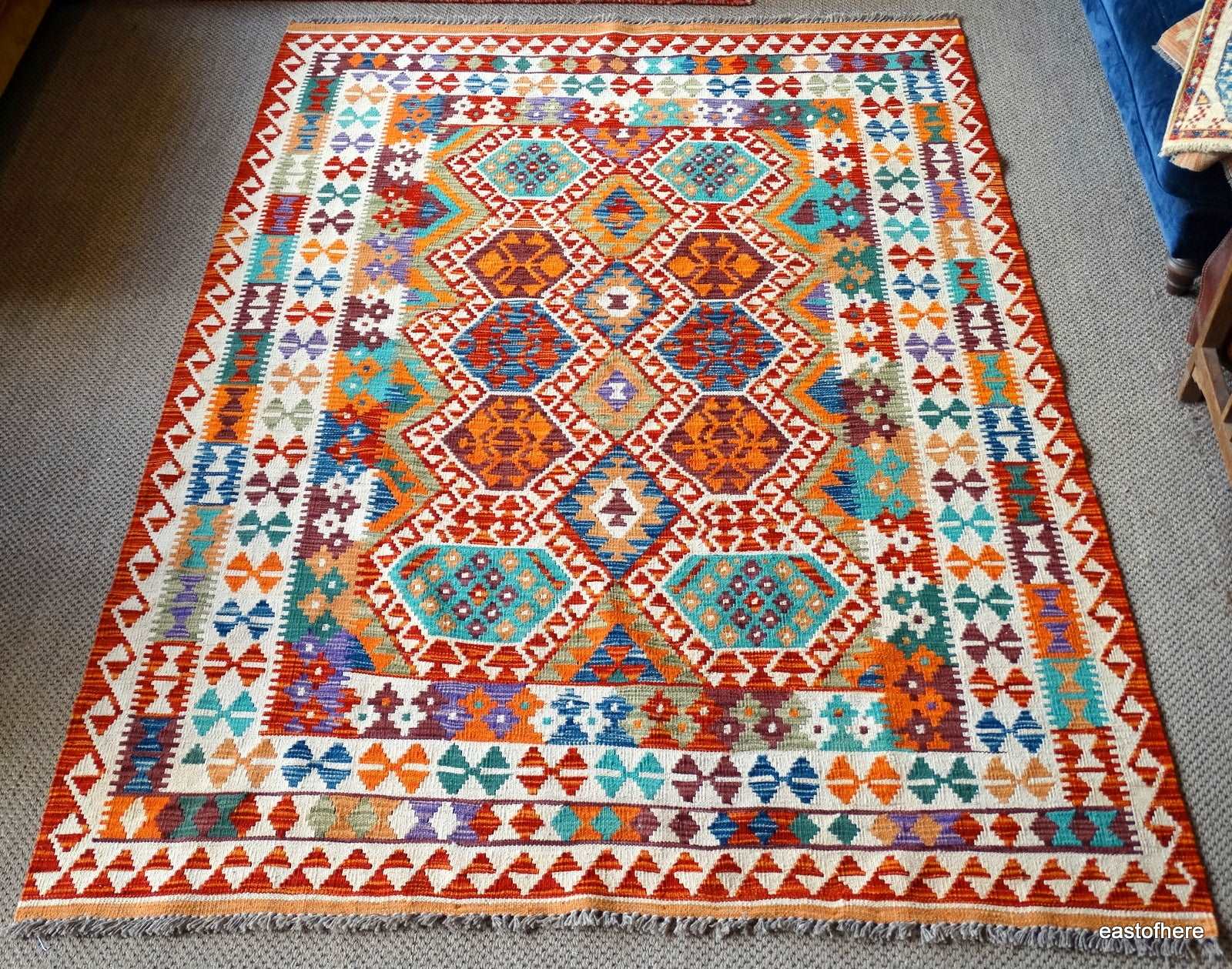 Afghan Kilim (240 x 177cm) - eastofhere