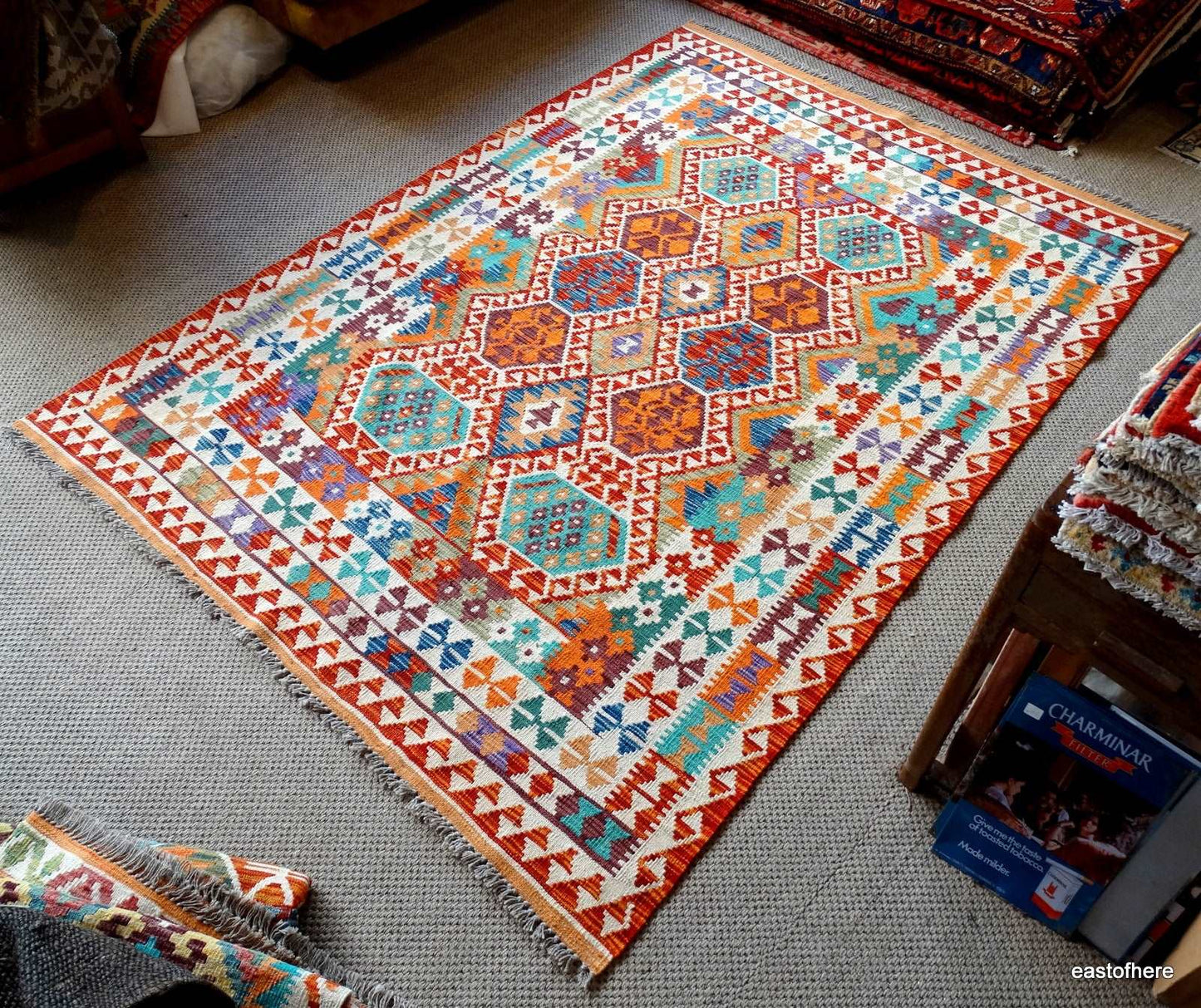 Afghan Kilim (240 x 177cm) - eastofhere