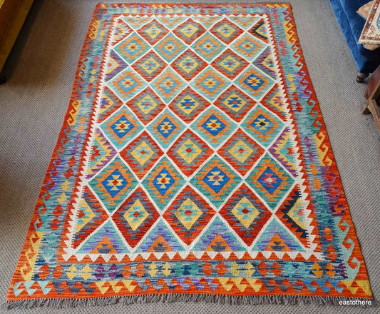 Afghan Kilim (251 x 175cm) - eastofhere