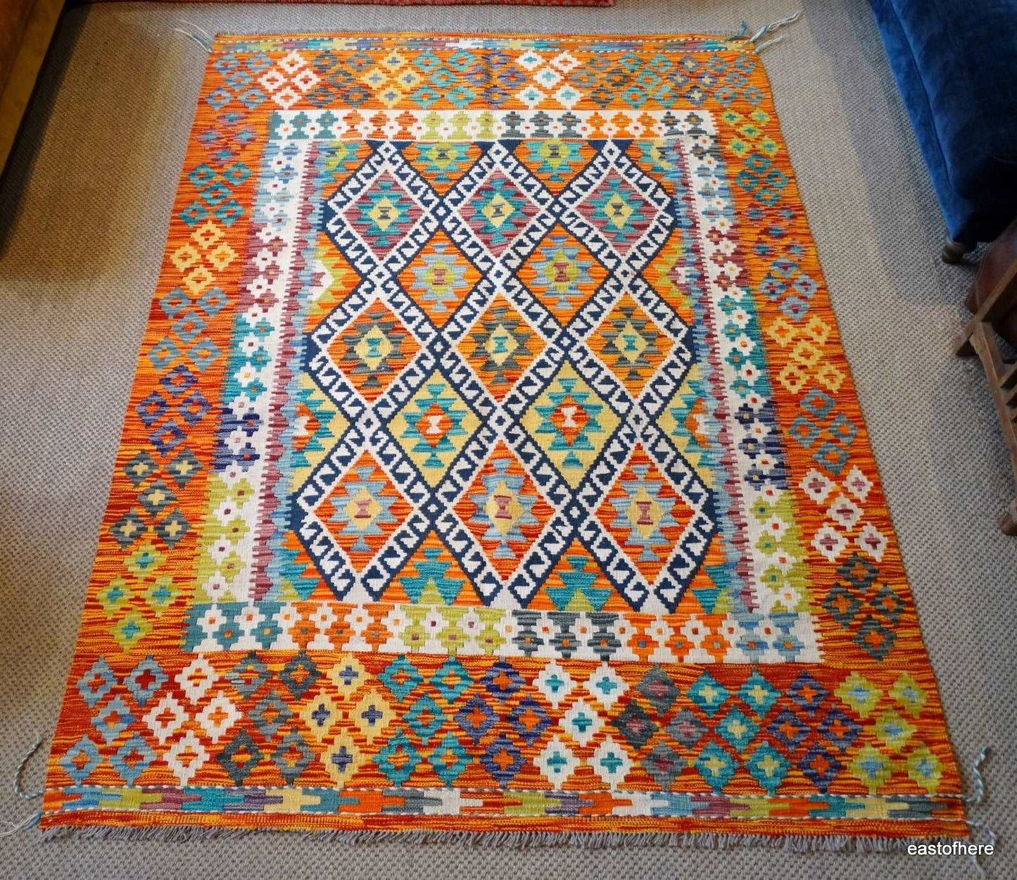 Afghan Kilim (243 x 183cm) - eastofhere