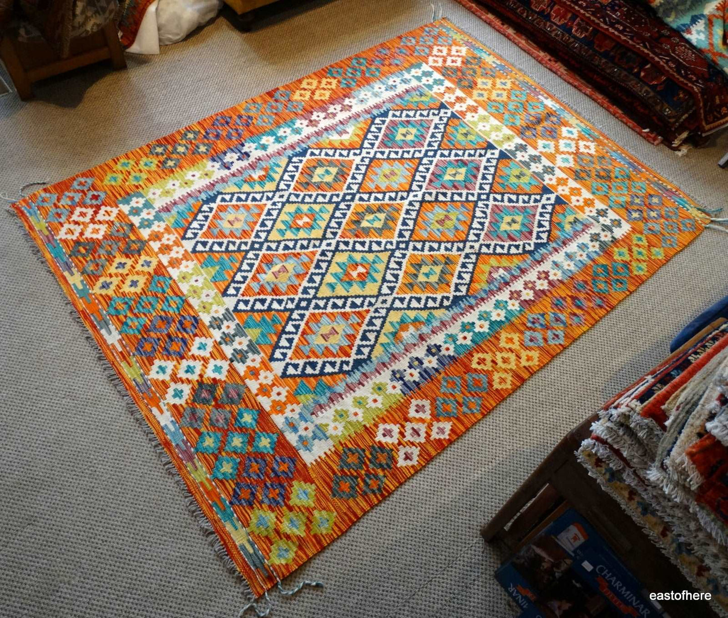 Afghan Kilim (243 x 183cm) - eastofhere