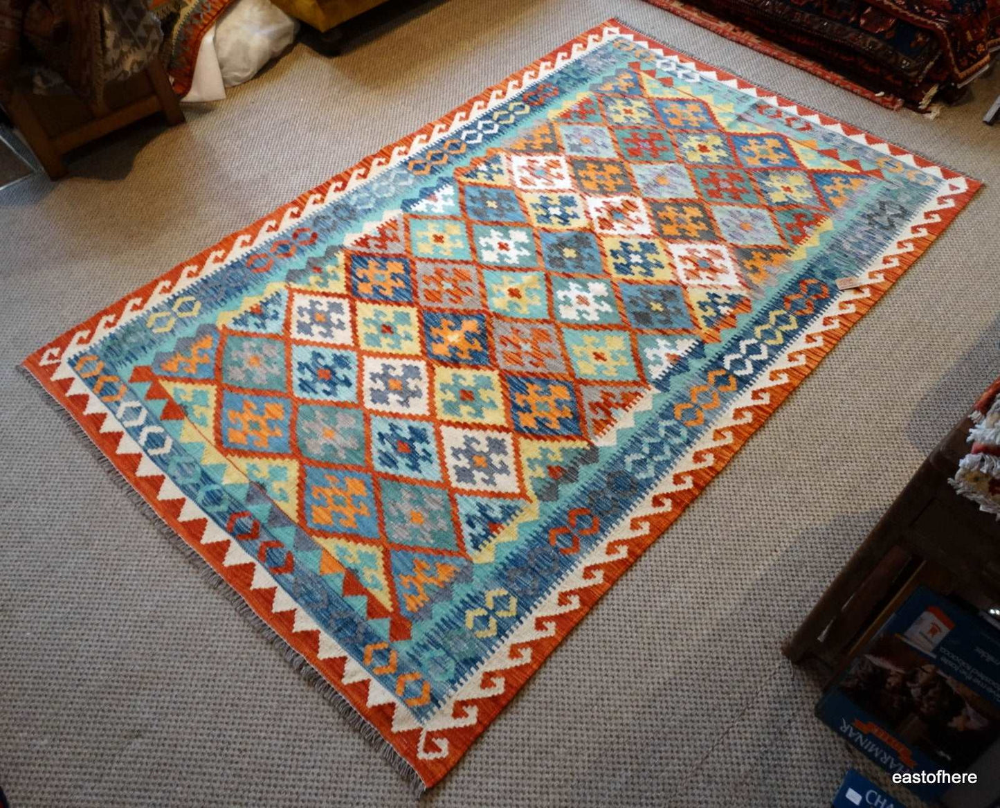 Afghan Kilim (248 x 159cm) - eastofhere