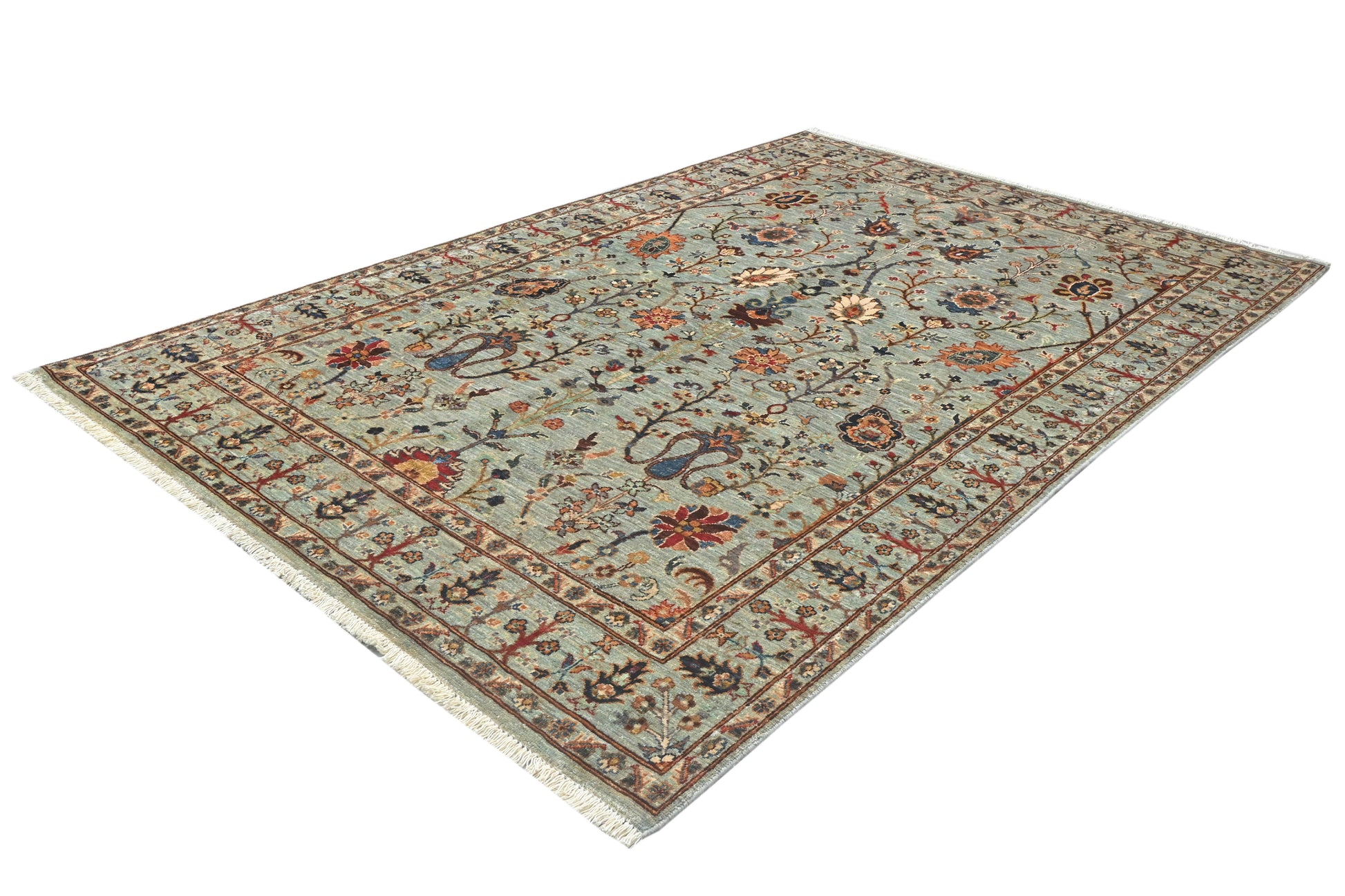 Decorative rug with floral patterns on a white background