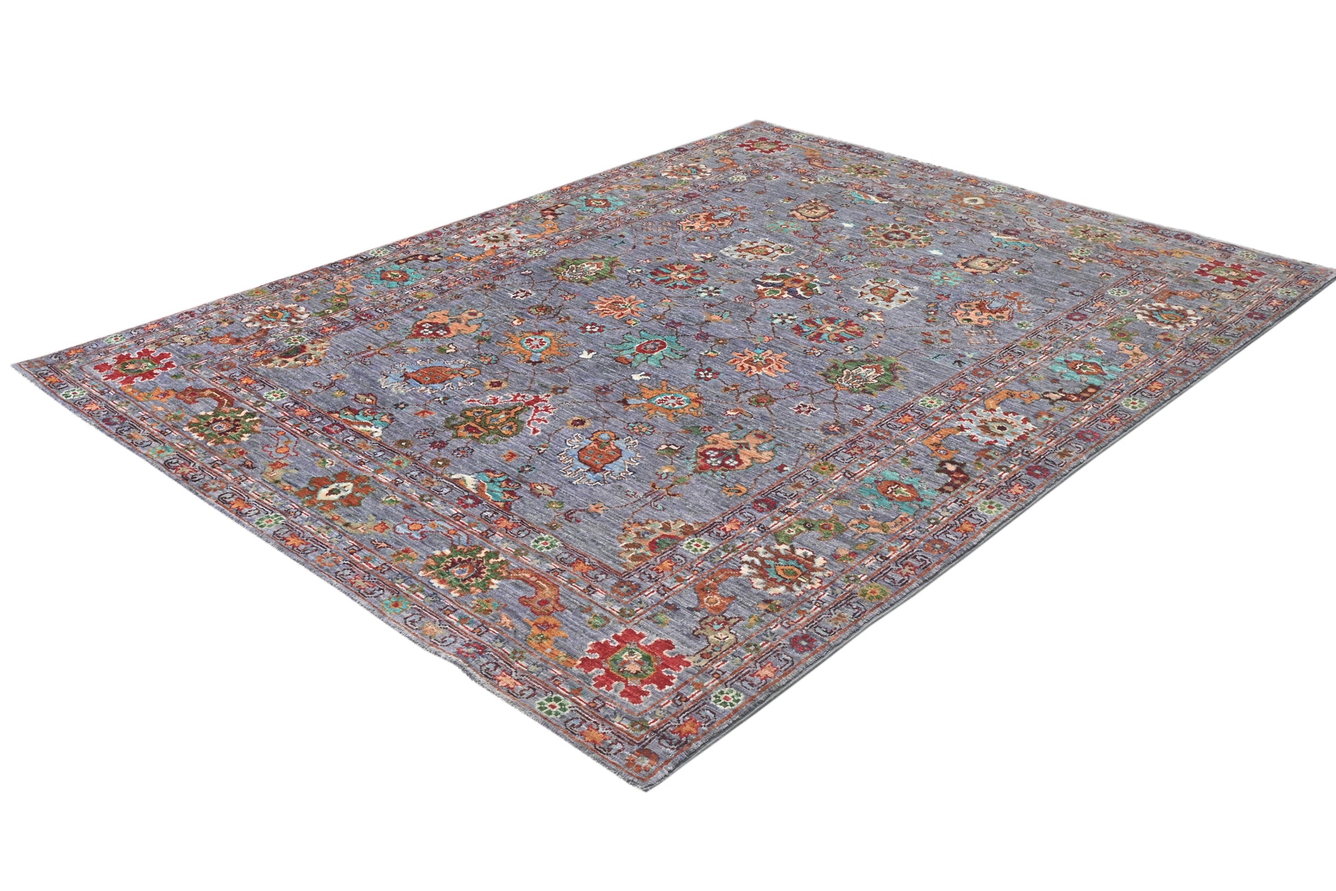 Decorative rug with floral pattern on a white background